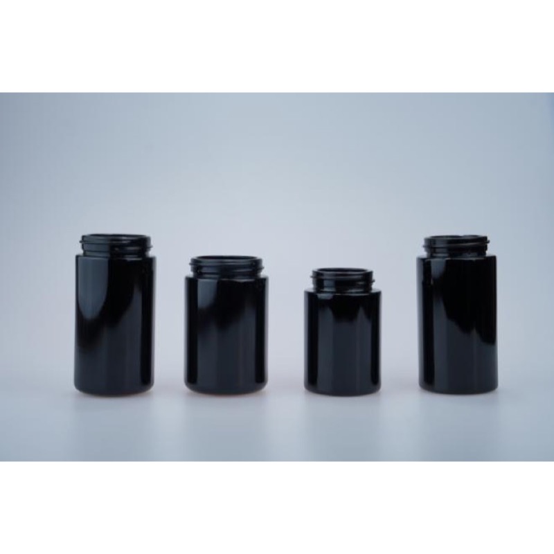 Straight Round Deep Violet Opal Glass Cosmetic Jars