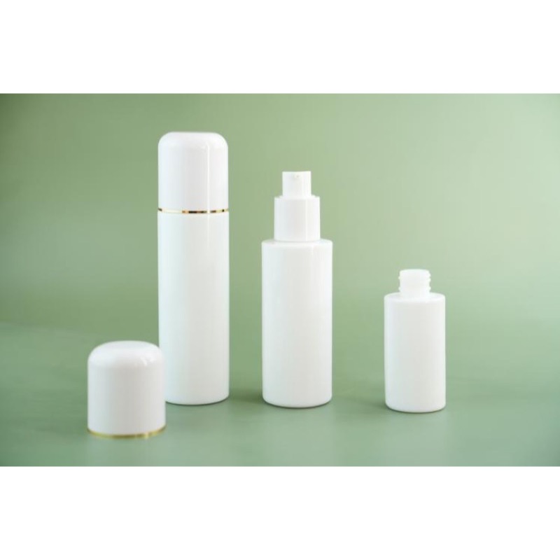 Milky White Opal Glass Ocean Flat Shoulder Cosmetic Bottle Set